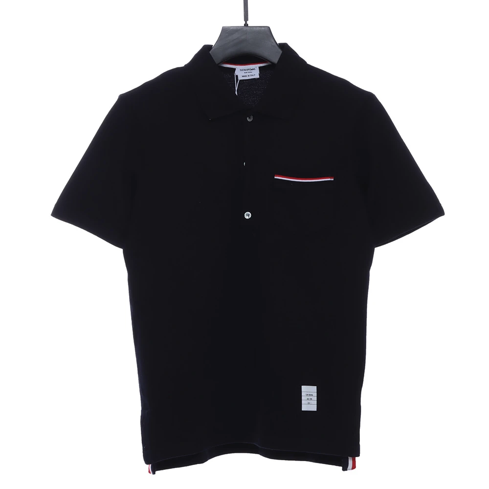 Pocket Stripe Piqué POLO(WHITE /GREY / BLACK)