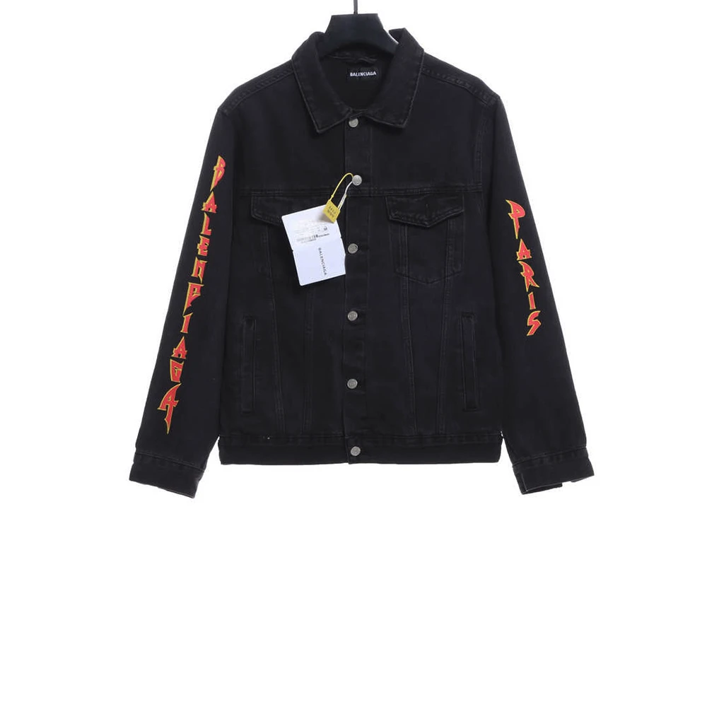 22FW flame print vintage washed denim jacket