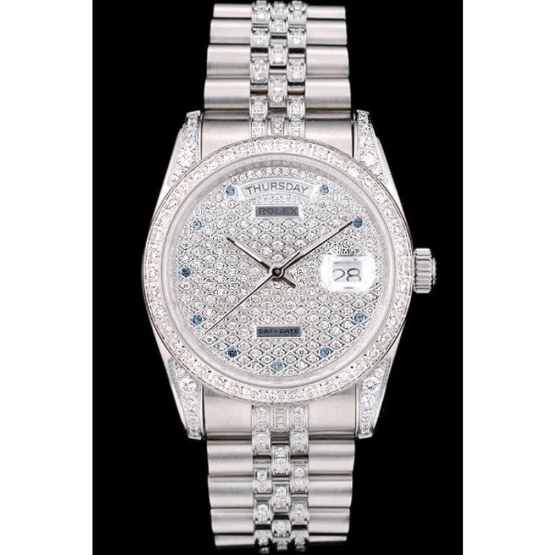 DayDate Diamond Plated Stainless Steel Bracelet Diamond Plated Dial 41985