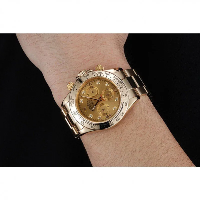 Cosmograph Daytona Brown Dial Diamond Numerals Gold Case And Bracelet 1454245