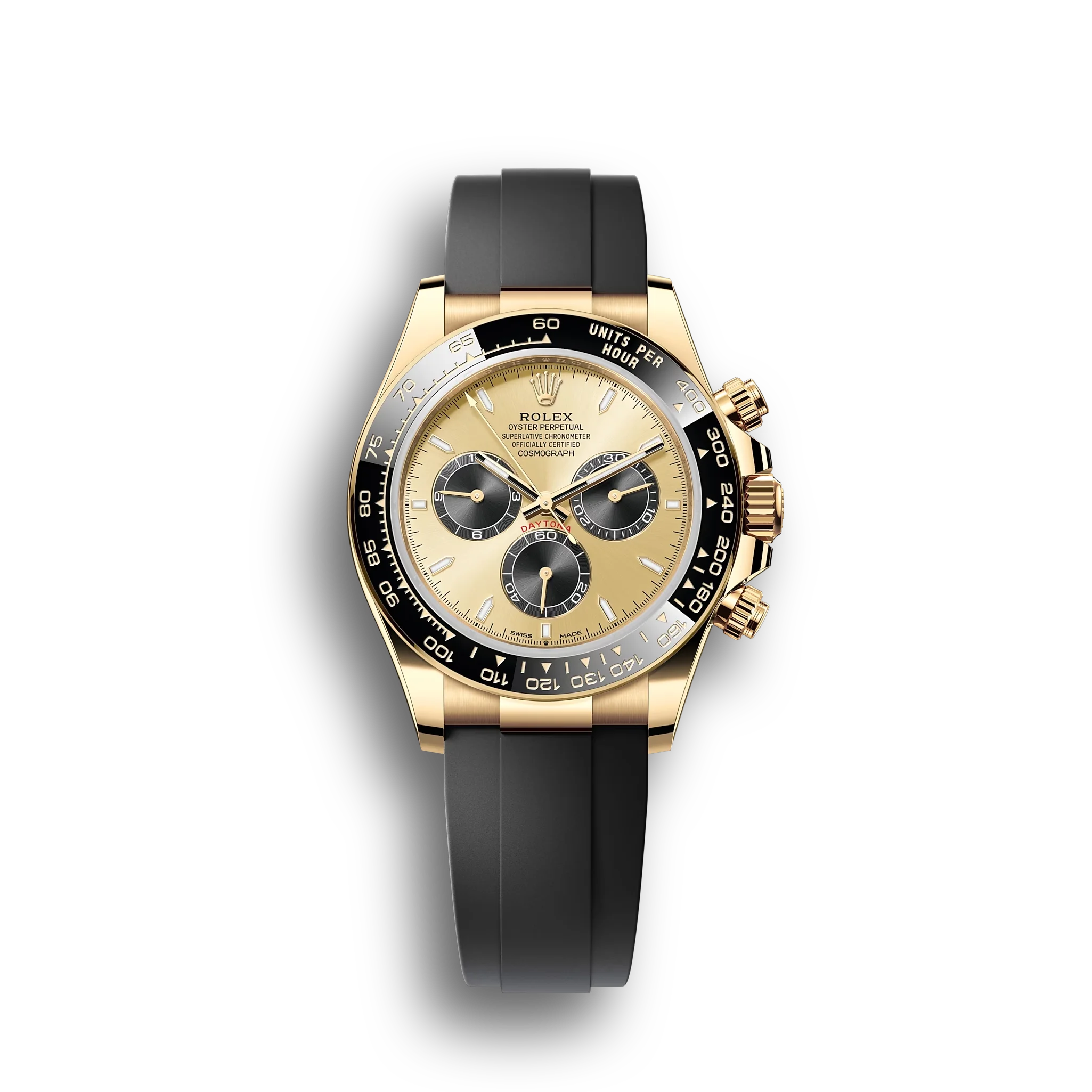 Daytona Cosmograph: Oyster, Yellow gold, Golden and bright black dial, m126518ln-0012