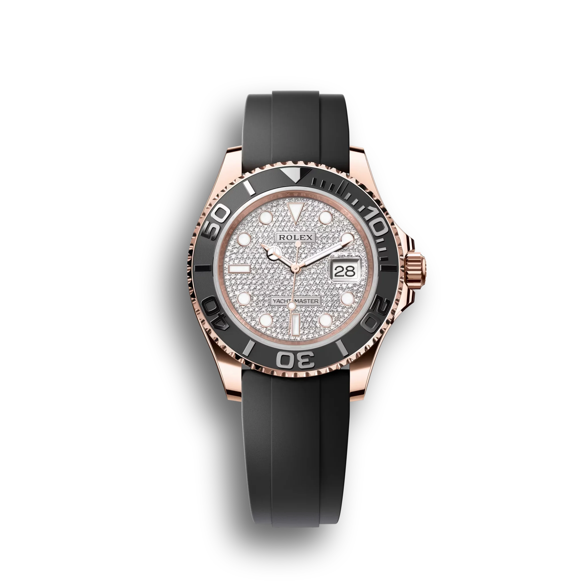 Yacht-Master: Everose gold, Diamond-Paved dial, Oyster bracelet, m126655-0005