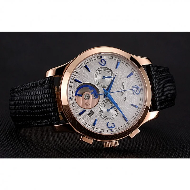 Chronograph White Guilloche Dial White 43 mm, Rose Gold Plated