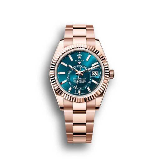 Sky-Dweller: Everose gold with a blue-green dial and an Oyster bracelet, m336935-0001