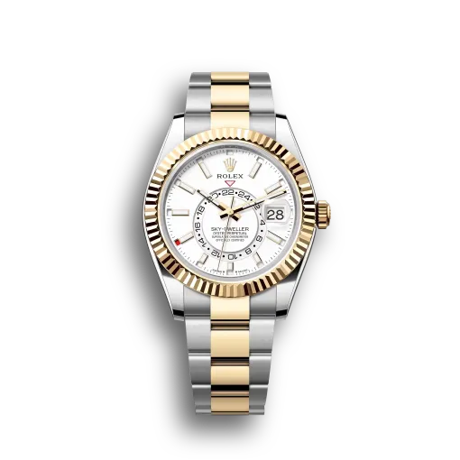 Sky-Dweller: Yellow gold with an intense white dial and an Oyster bracelet, m336933-0005