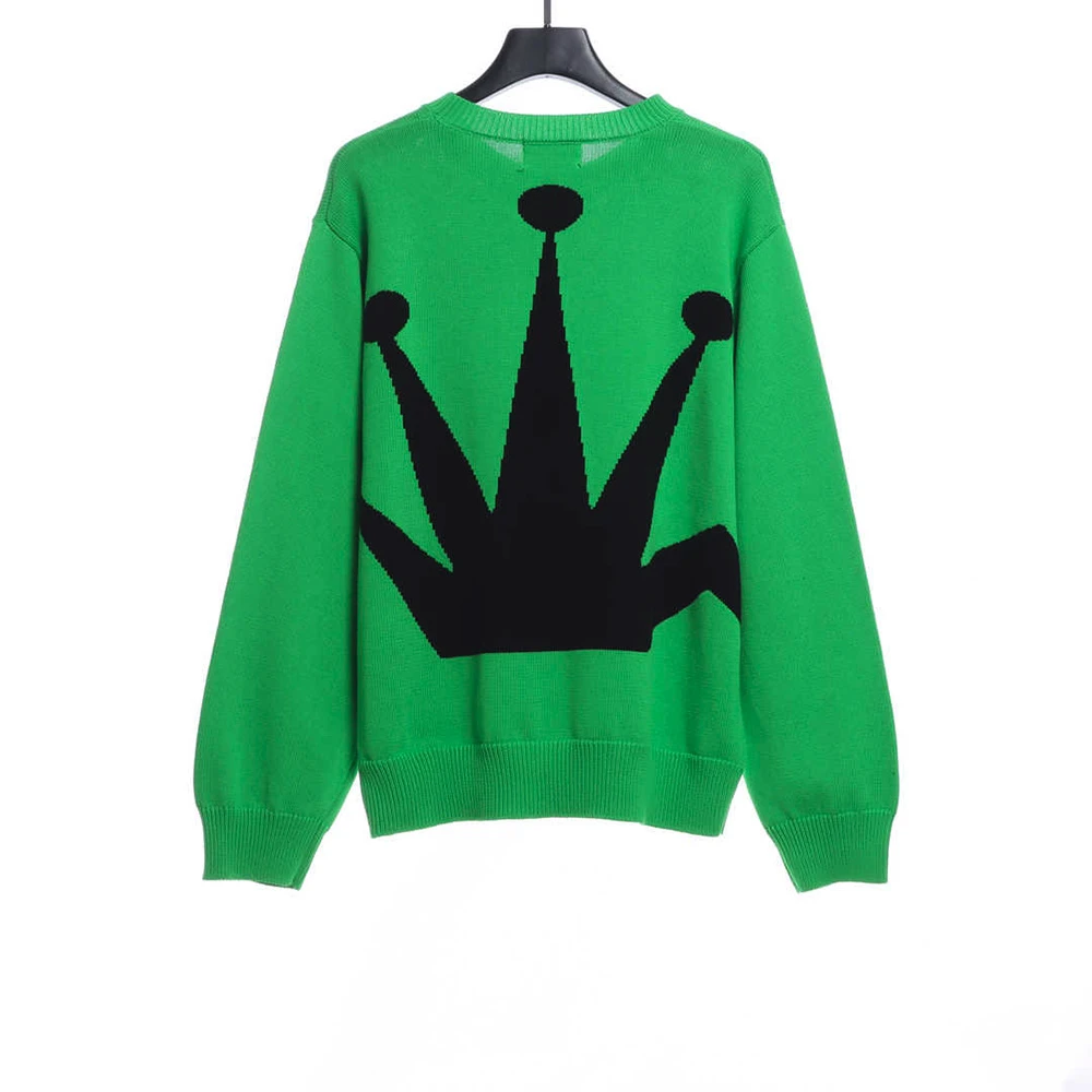 22SS Crown Crew Neck Pullover Sweater(Black/Green)