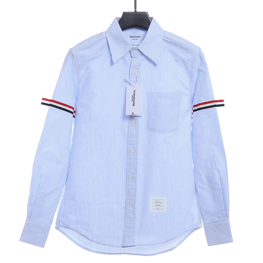 Two-Sleeve Tricolor Web Stripe Shirt(Blue/Grey)
