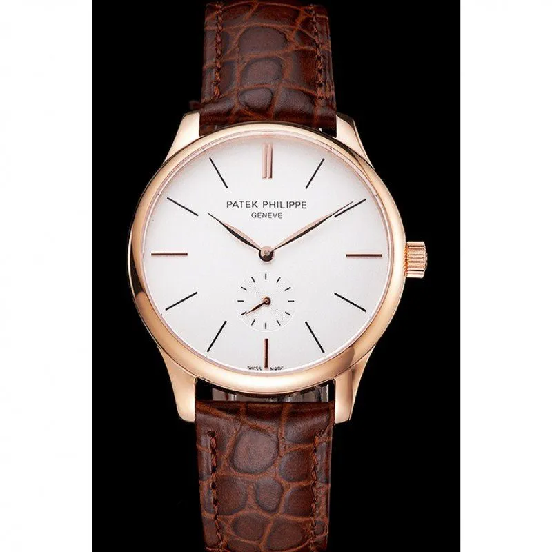 Calatrava Dial White 40 mm, Rose Gold Plated