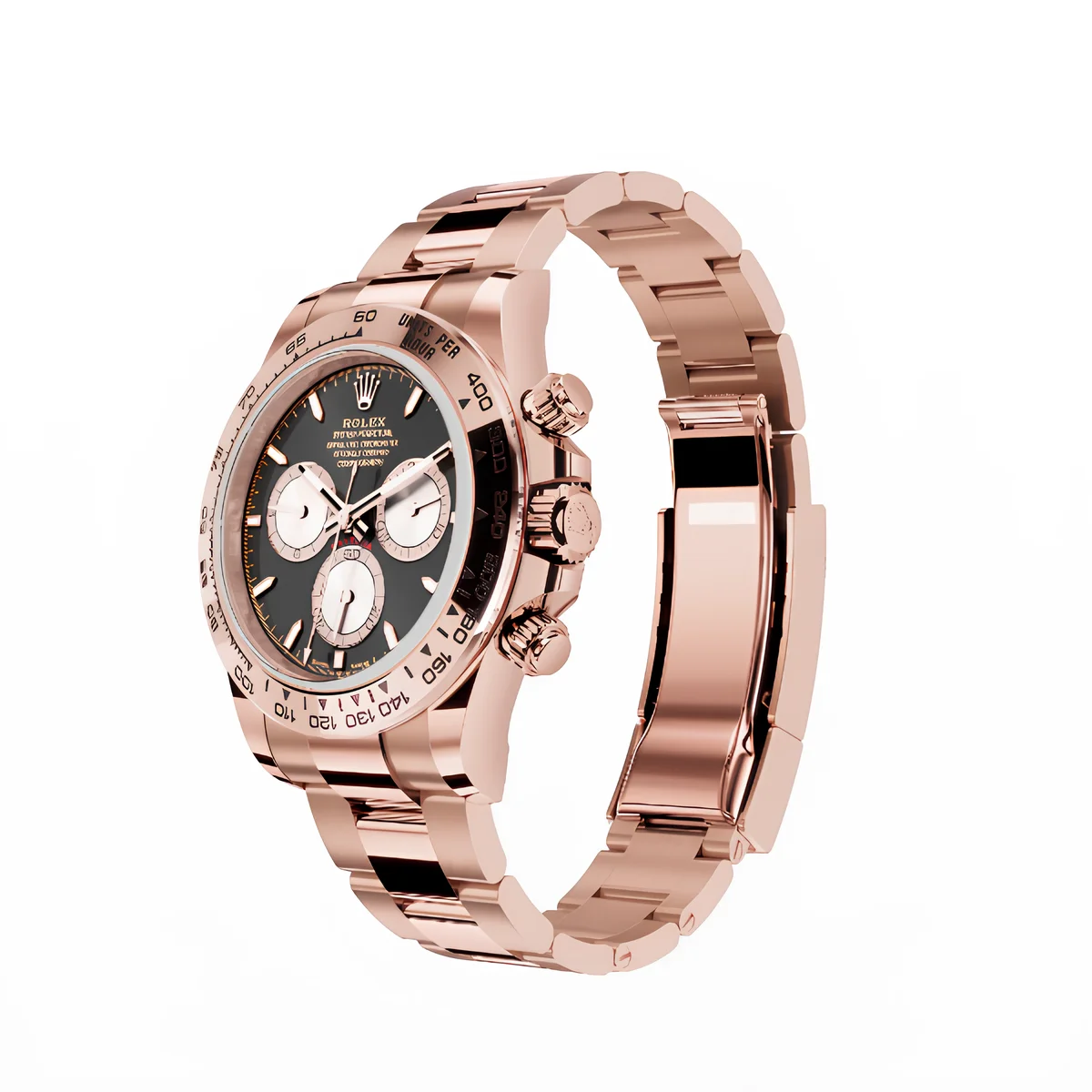 Daytona Cosmograph: Oyster, Everose gold, Bright black and Sundust dial, m126505-0001