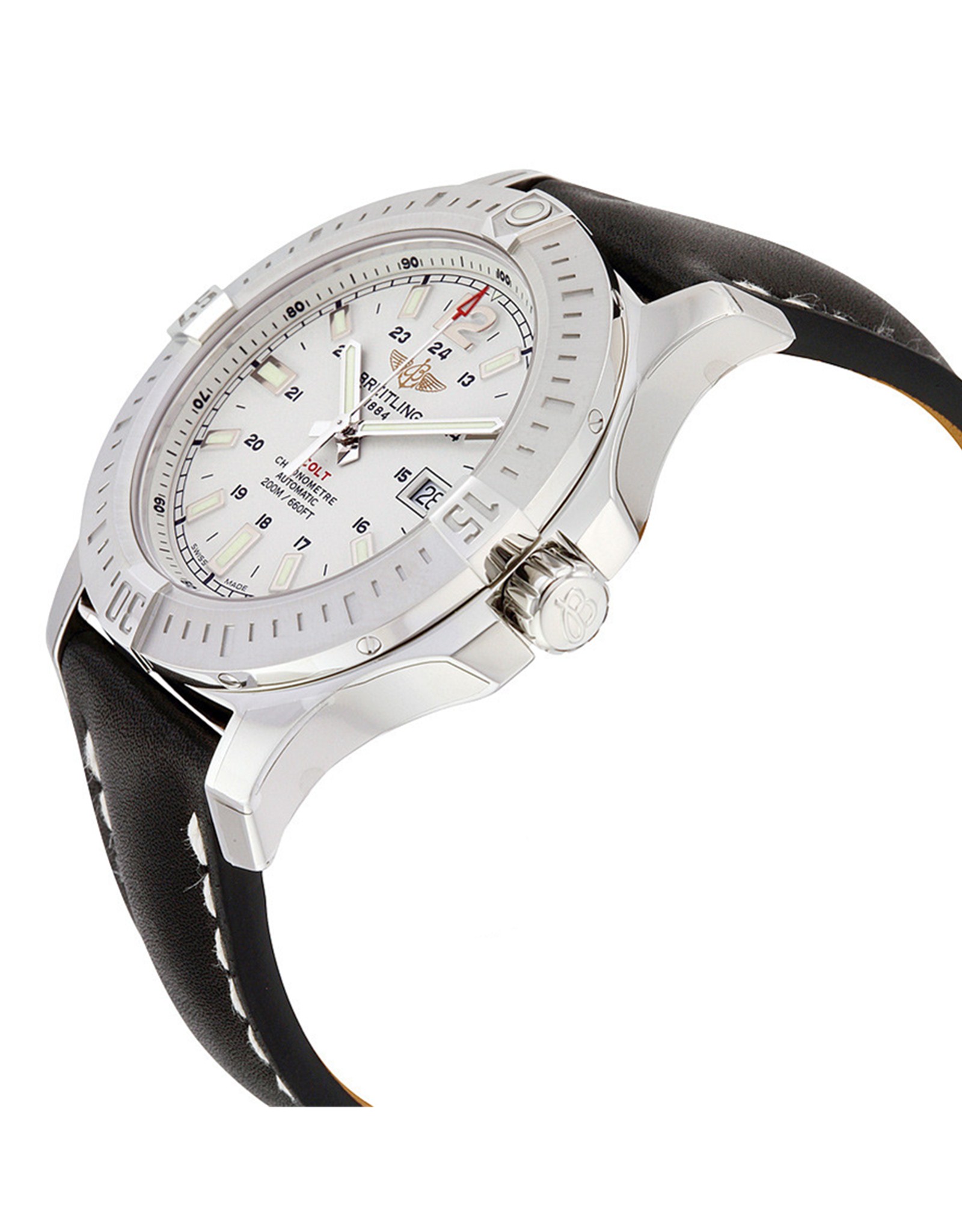 Colt Silver Dial Leather Strap A1738811 G791BKLT