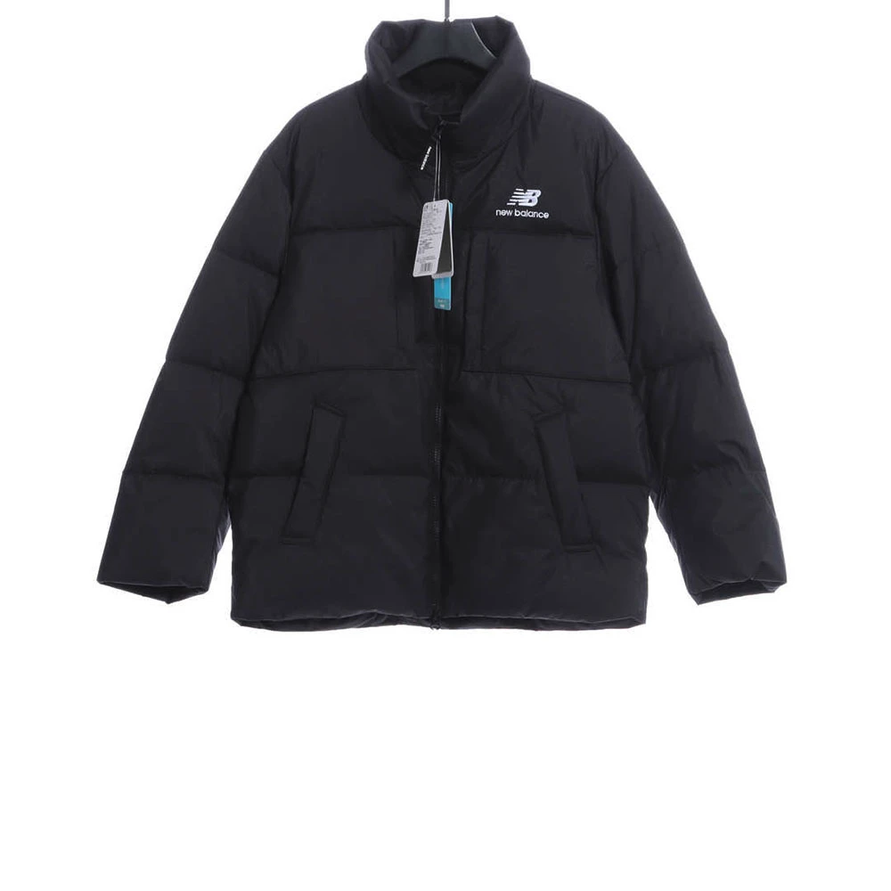Color Block Pocket Stand Collar Down Jacket