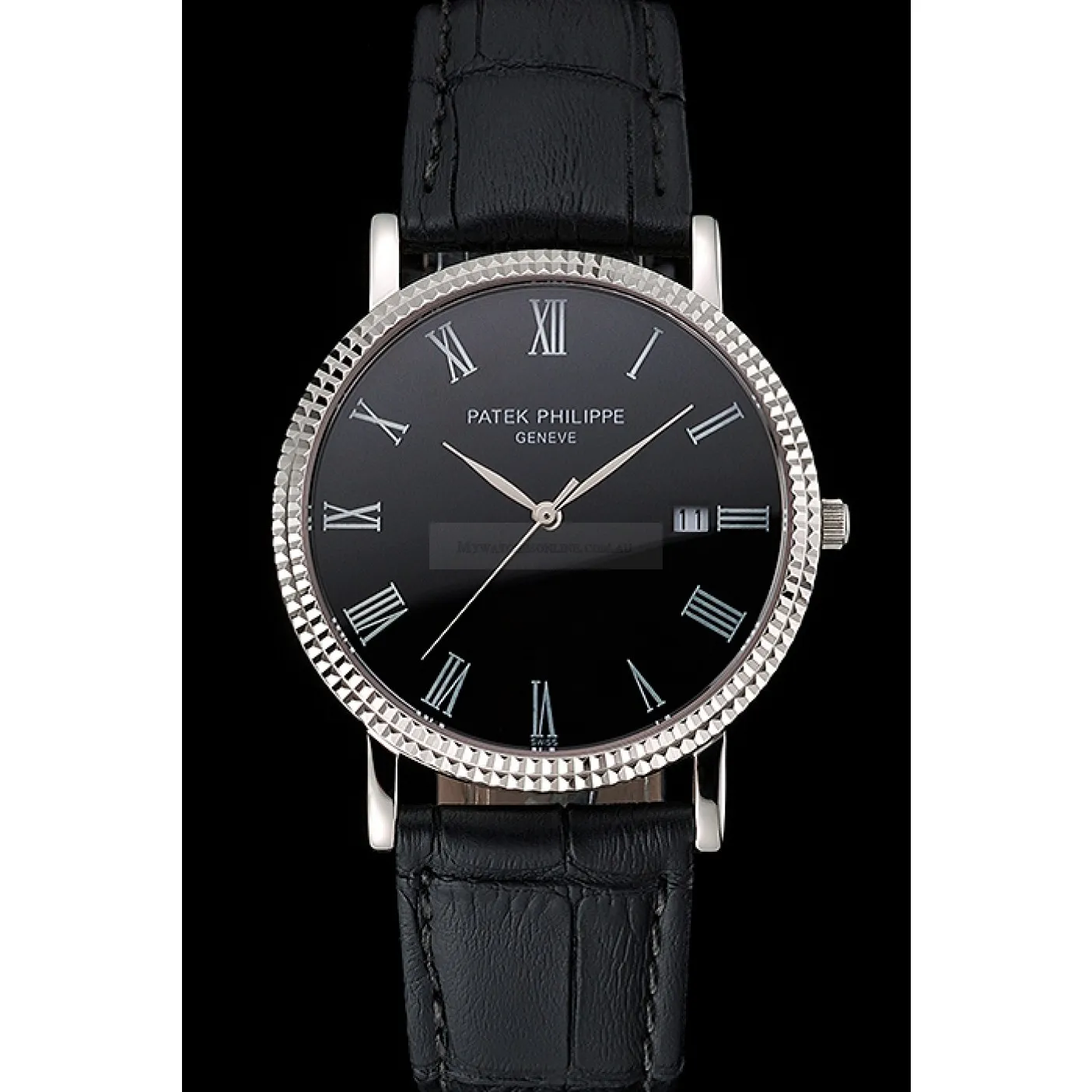 Calatrava Black Dial Roman 40 mm, Stainless Steel