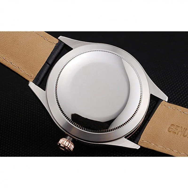 Cellini Blue Dial Gold Bezel Stainless Steel Case Black Leather Strap 622841