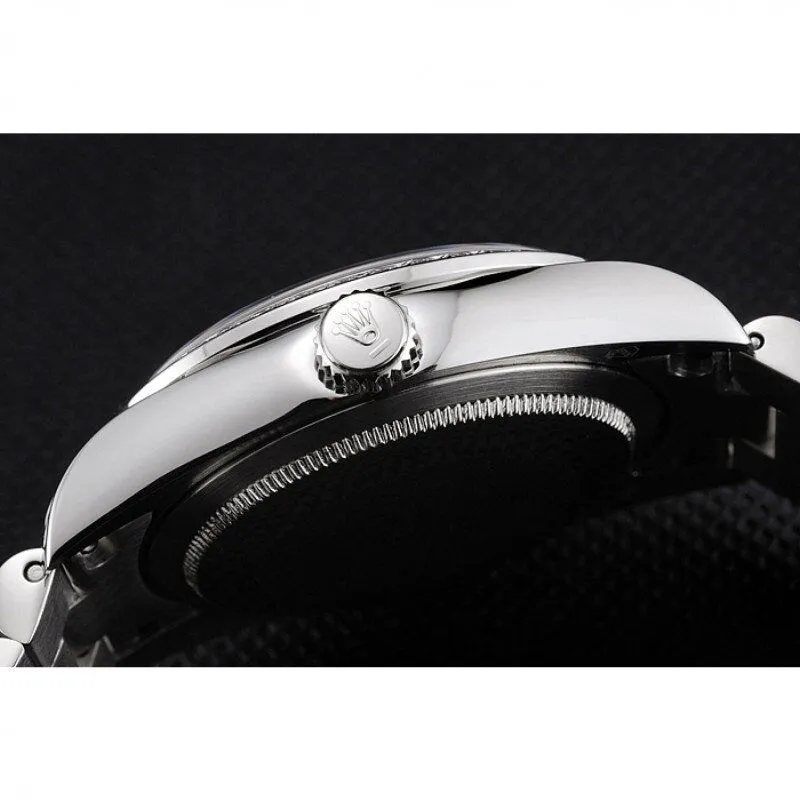 Swiss Day-Date Diamond Pave Dial And Bezel And Stainless Steel Bracelet