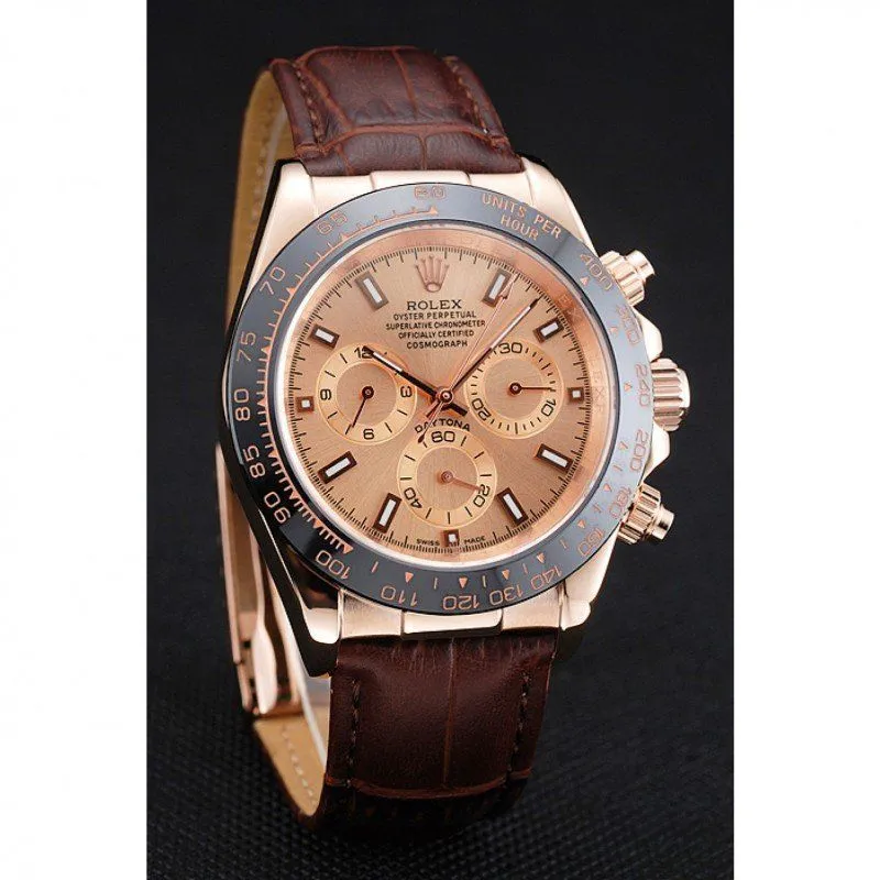 Cosmograph Daytona Brown Dial Rose Gold Case Brown Leather Bracelet 1454243