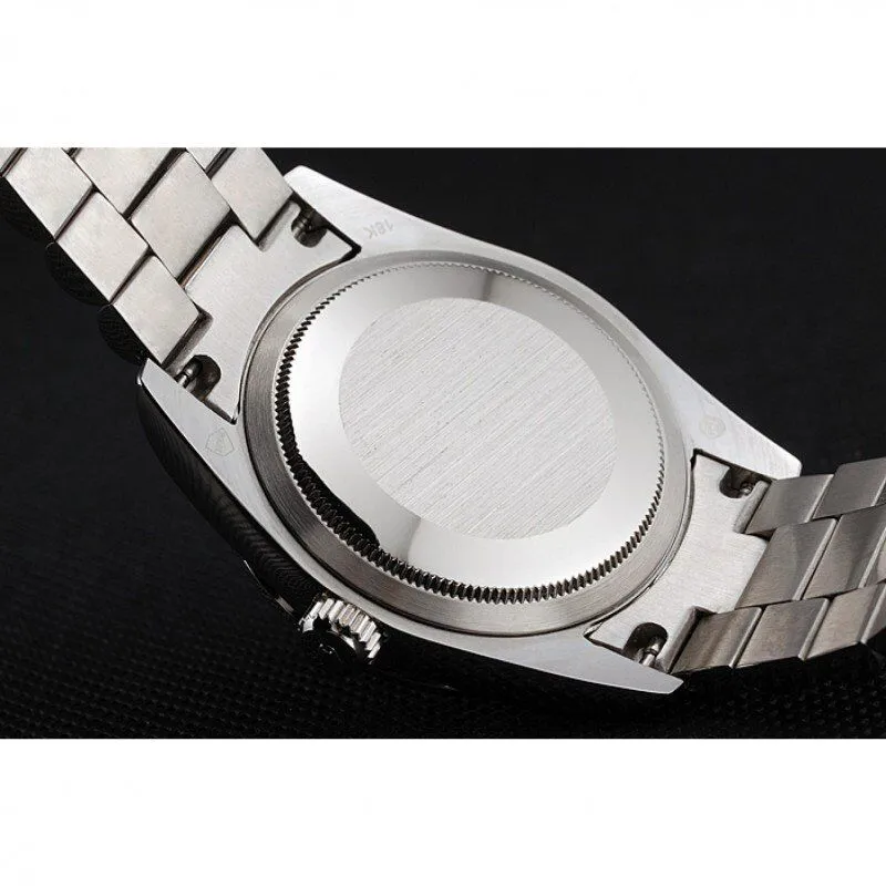 Swiss Day-Date Diamond Pave Dial And Bezel And Stainless Steel Bracelet