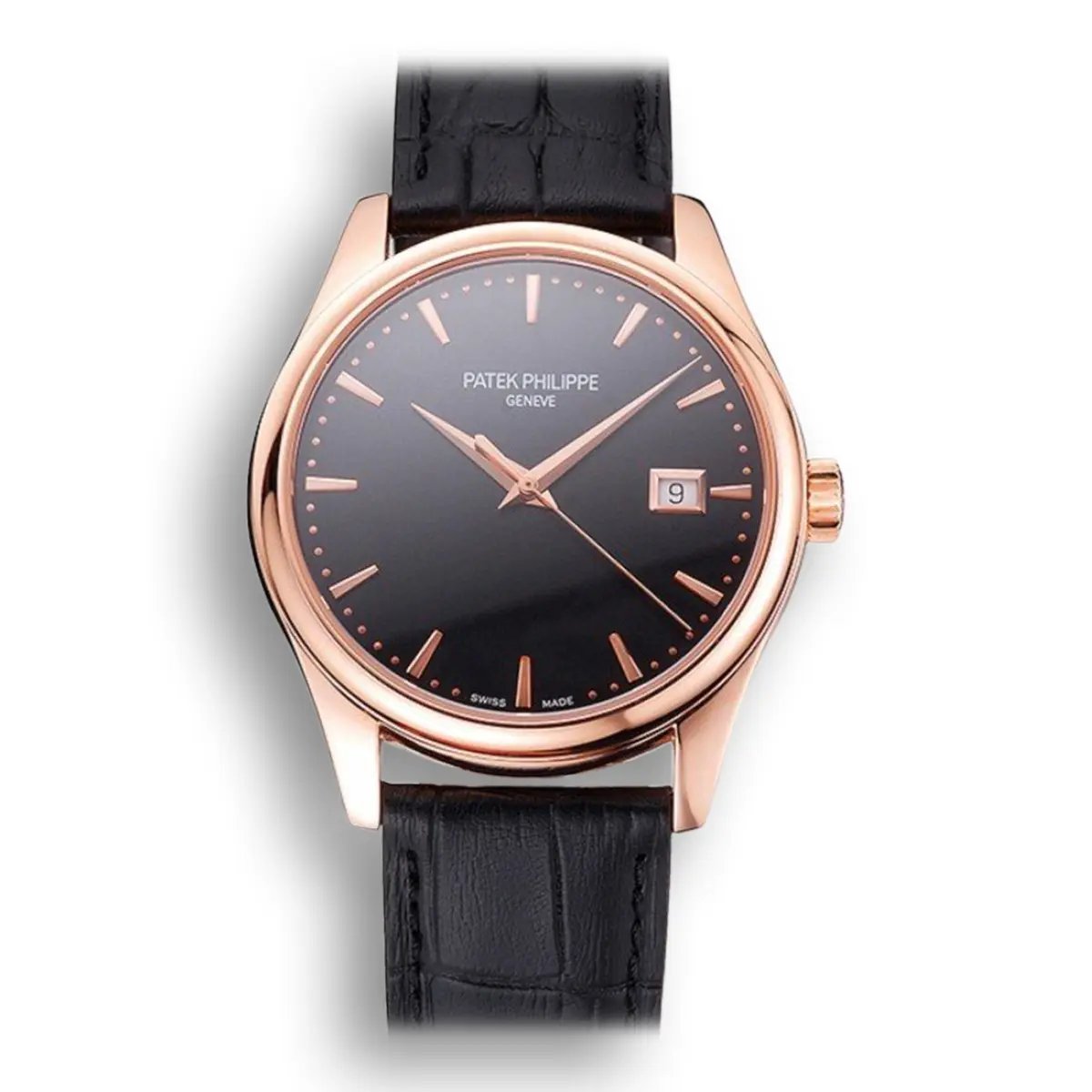 Calatrava Black Dial 38 mm, Rose Gold Plated