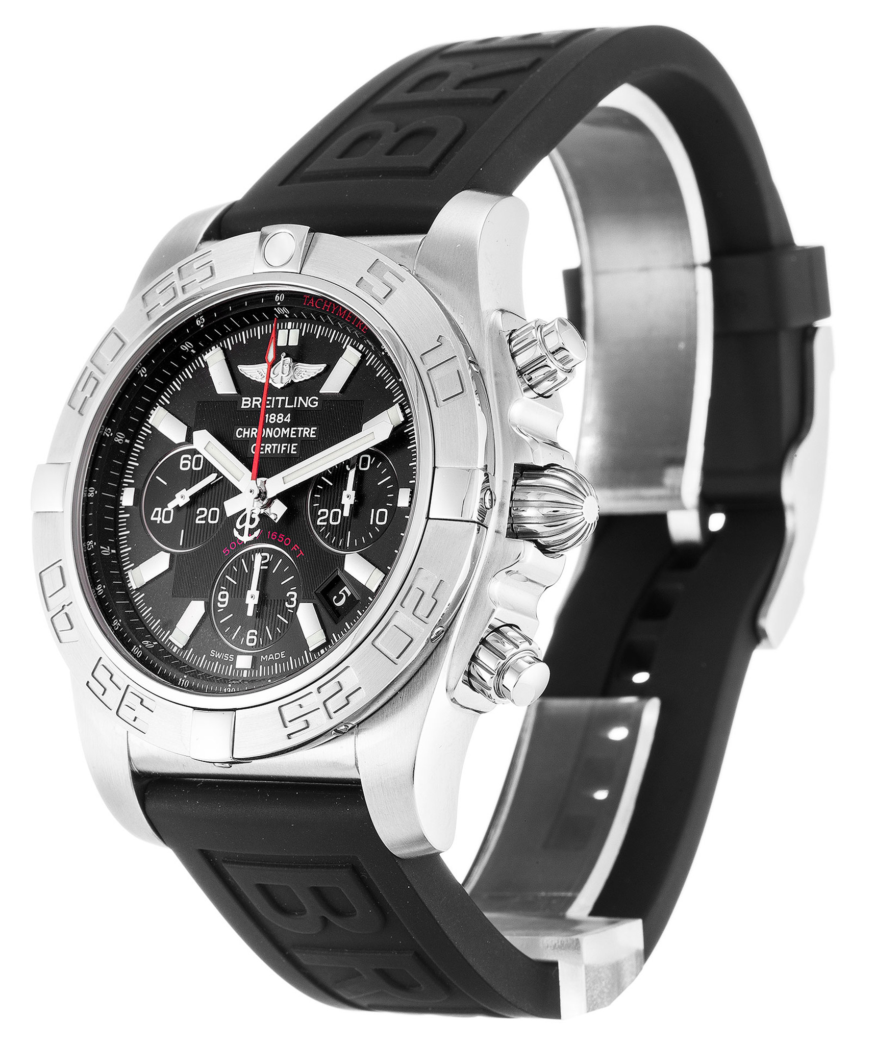 Chronomat 44 Black Dial Rubber Strap AB0110