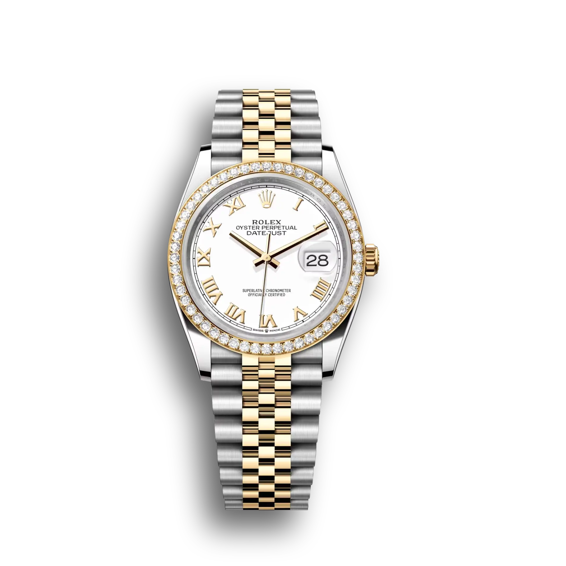 Datejust: Oystersteel and yellow gold, white, m126283rbr-0015