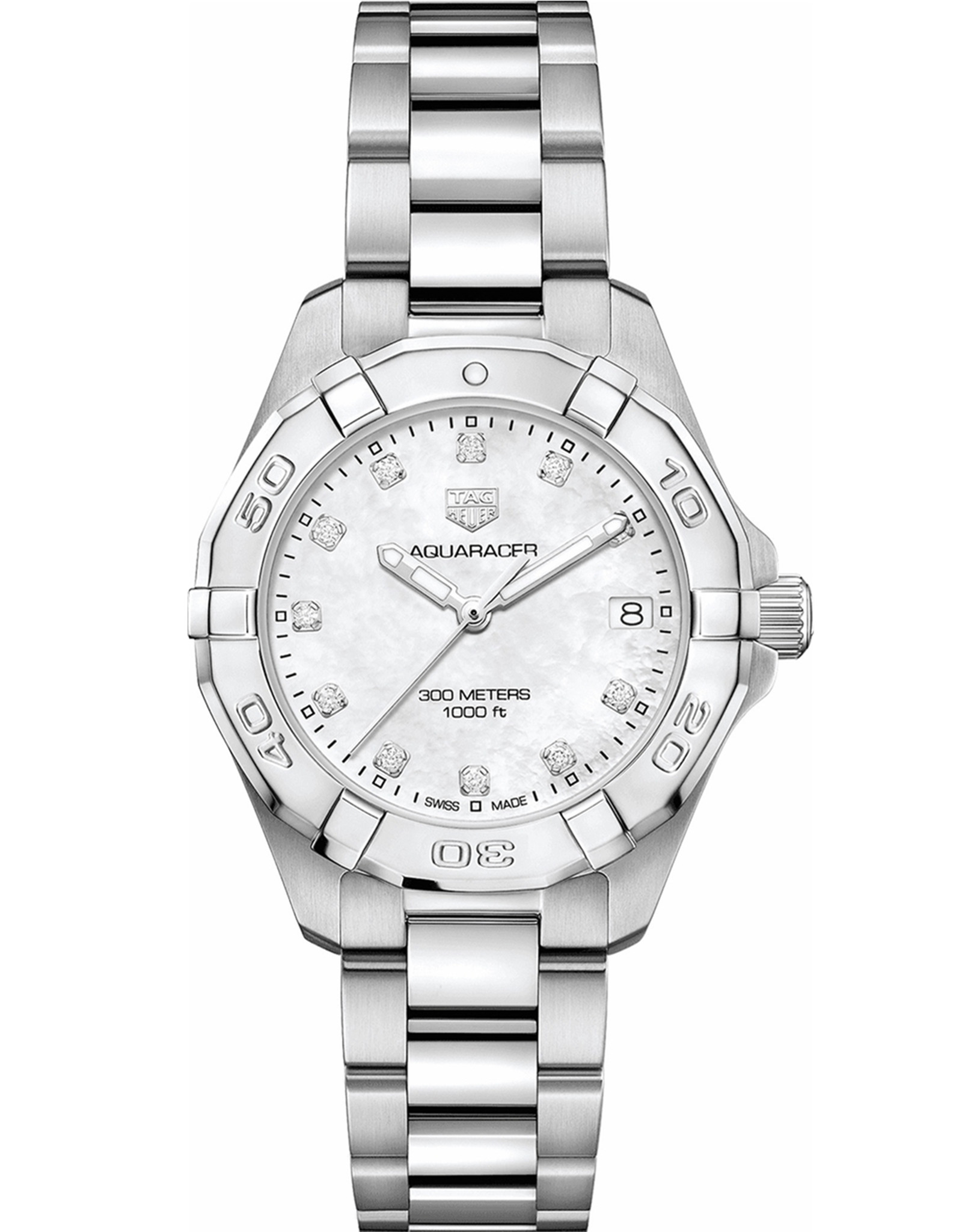 Aquaracer White Pearl Diamond Dial WoMen's Watch WBD1314.BA0740 32 MM