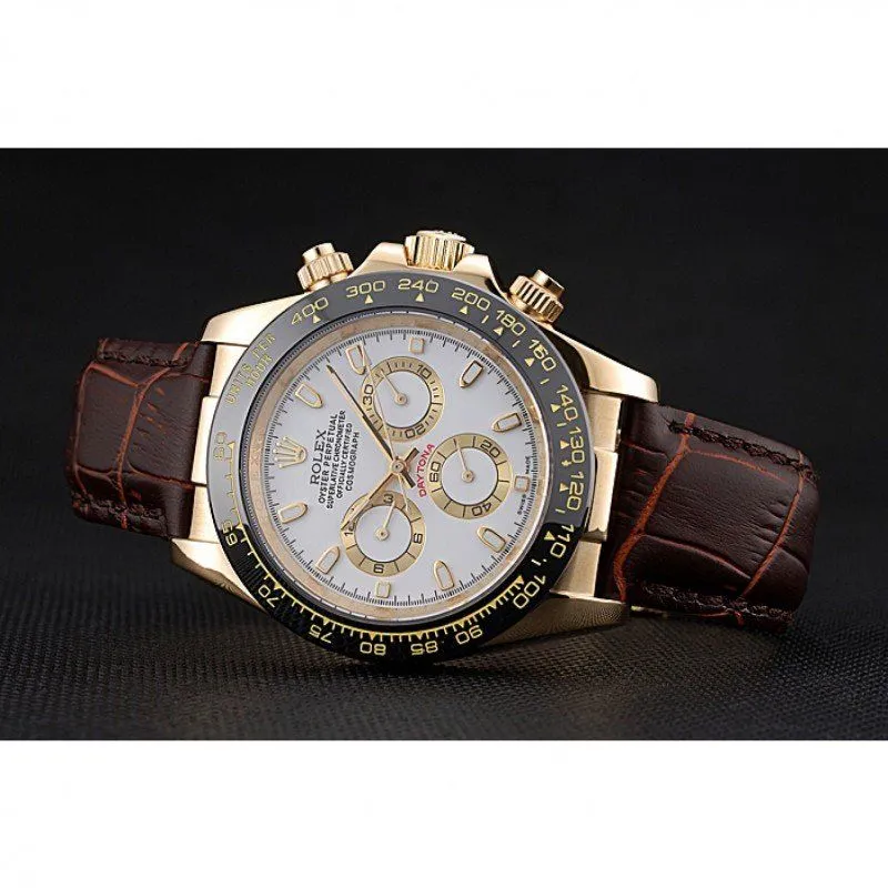 Cosmograph Daytona Gold Case White Dial Brown Leather Bracelet 622633