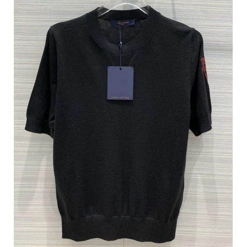 Louis Vuitton Knitted Wool Short-sleeved Sweater Black