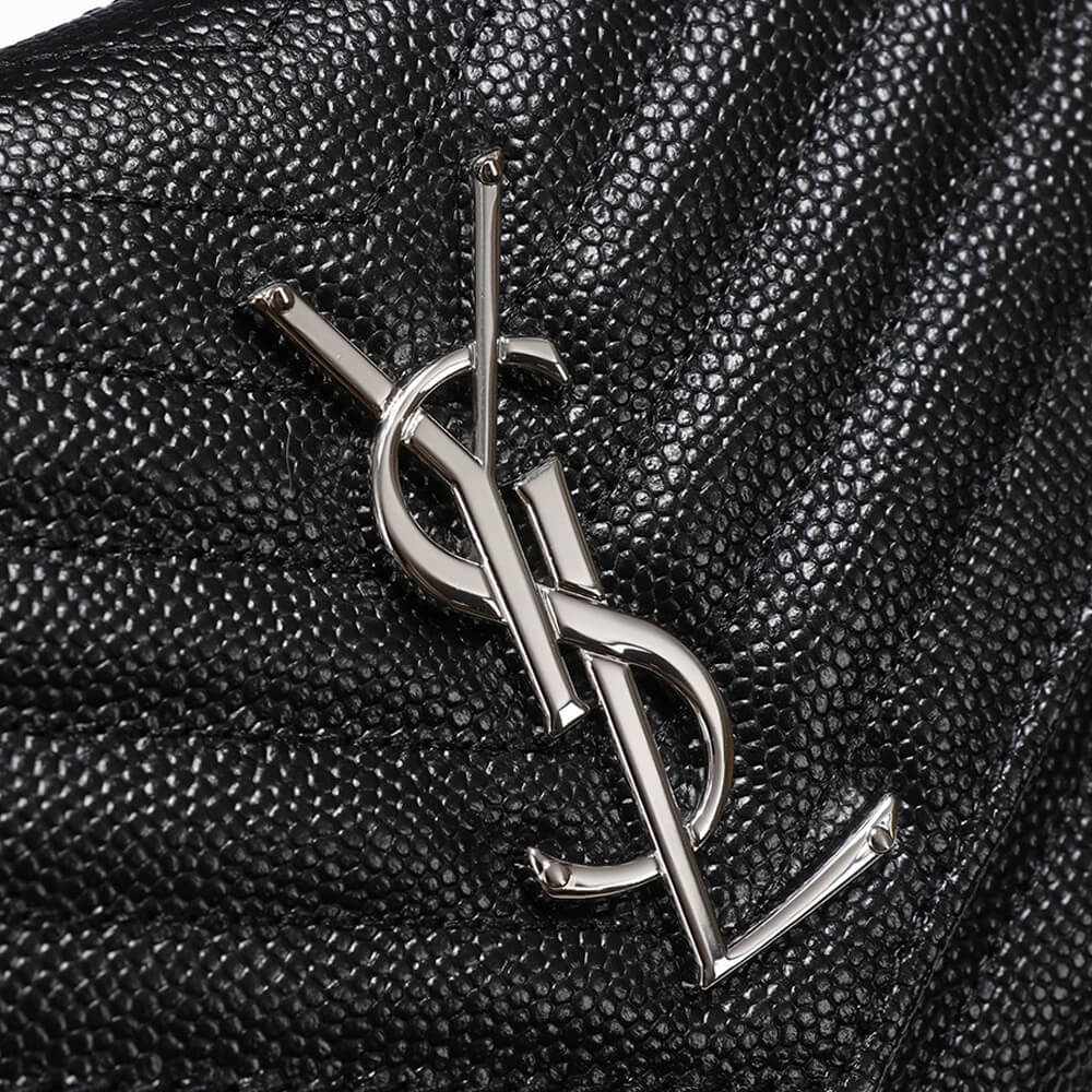 YSL Saint Laurent Chain-strap YSL-plaque grained-leather wallet
