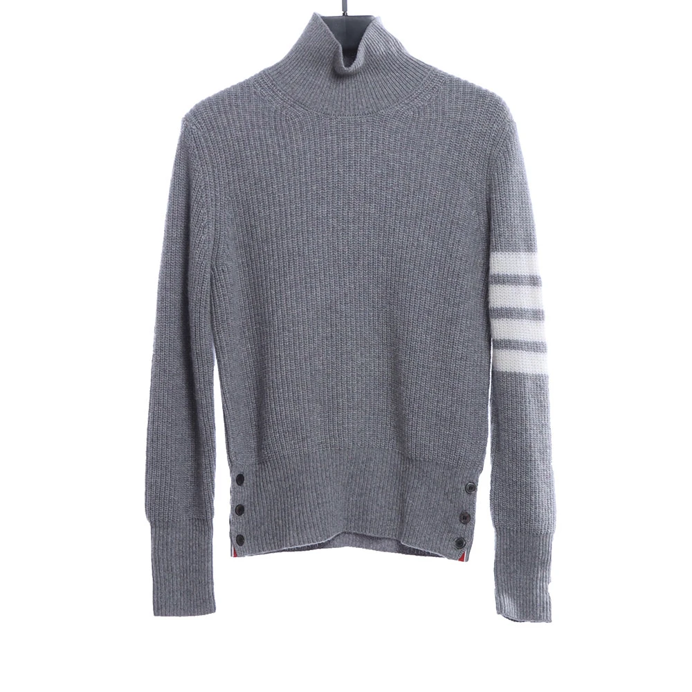 Wool turtleneck four-bar sweater
