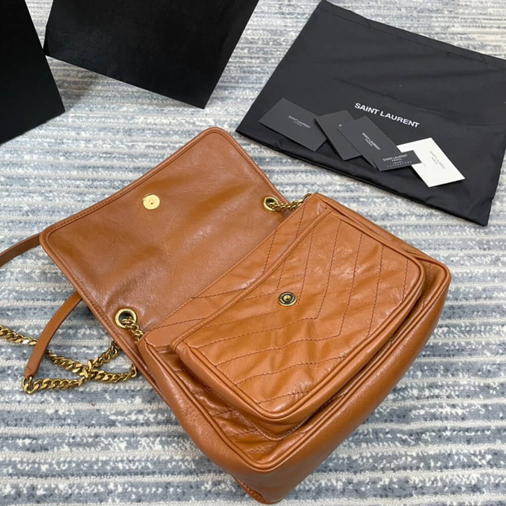 YSL SAINT LAURENT NIKI MEDIUM IN CRINKLED VINTAGE LEATHER