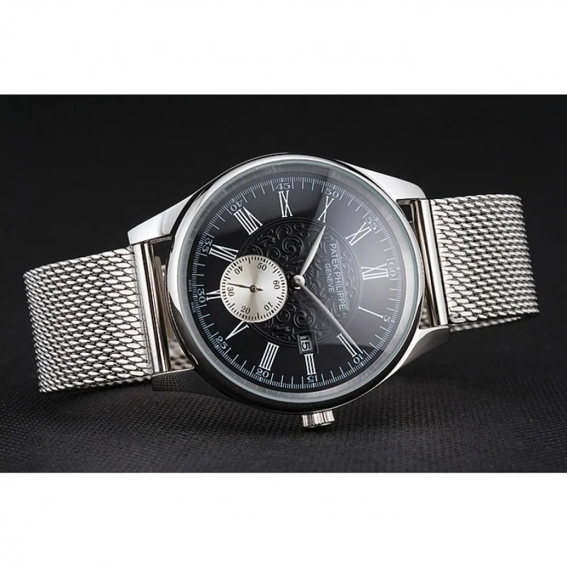 Calatrava Small Seconds Dial Black 40 mm, Stainless Steel