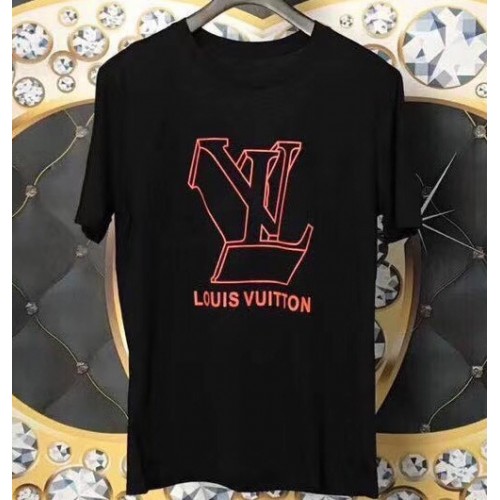 Louis Vuitton Orange Logo T-shirt Black