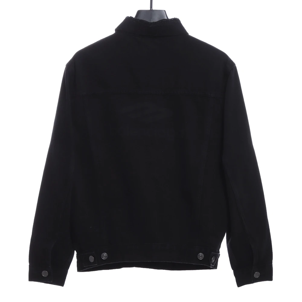 Jacquard with dark pattern B letter slogan denim jacket