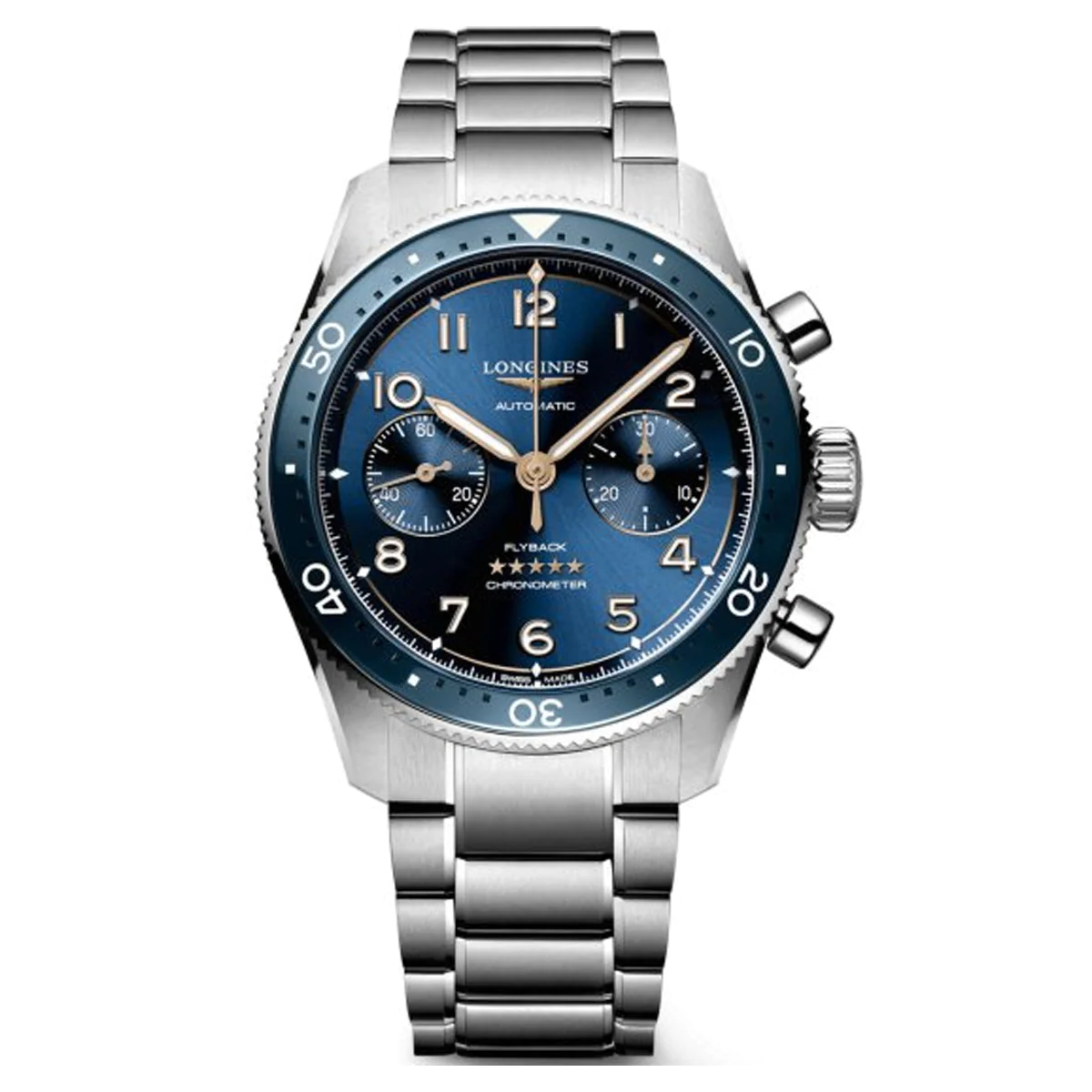 Spirit Flyback 42MM Blue Dial Chronograph Bronze PVD Accents Watch L38214936
