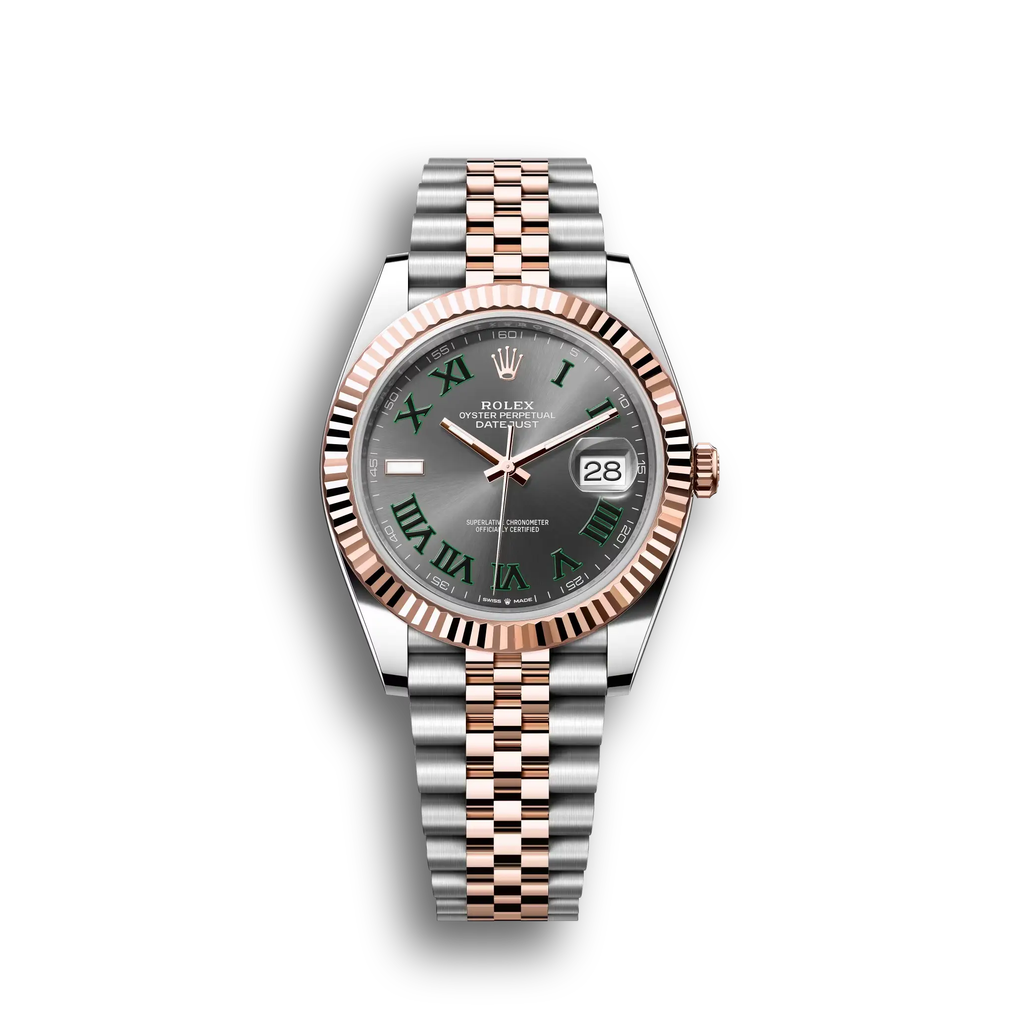 Datejust: Oystersteel and Everose gold, slate, m126331-0016