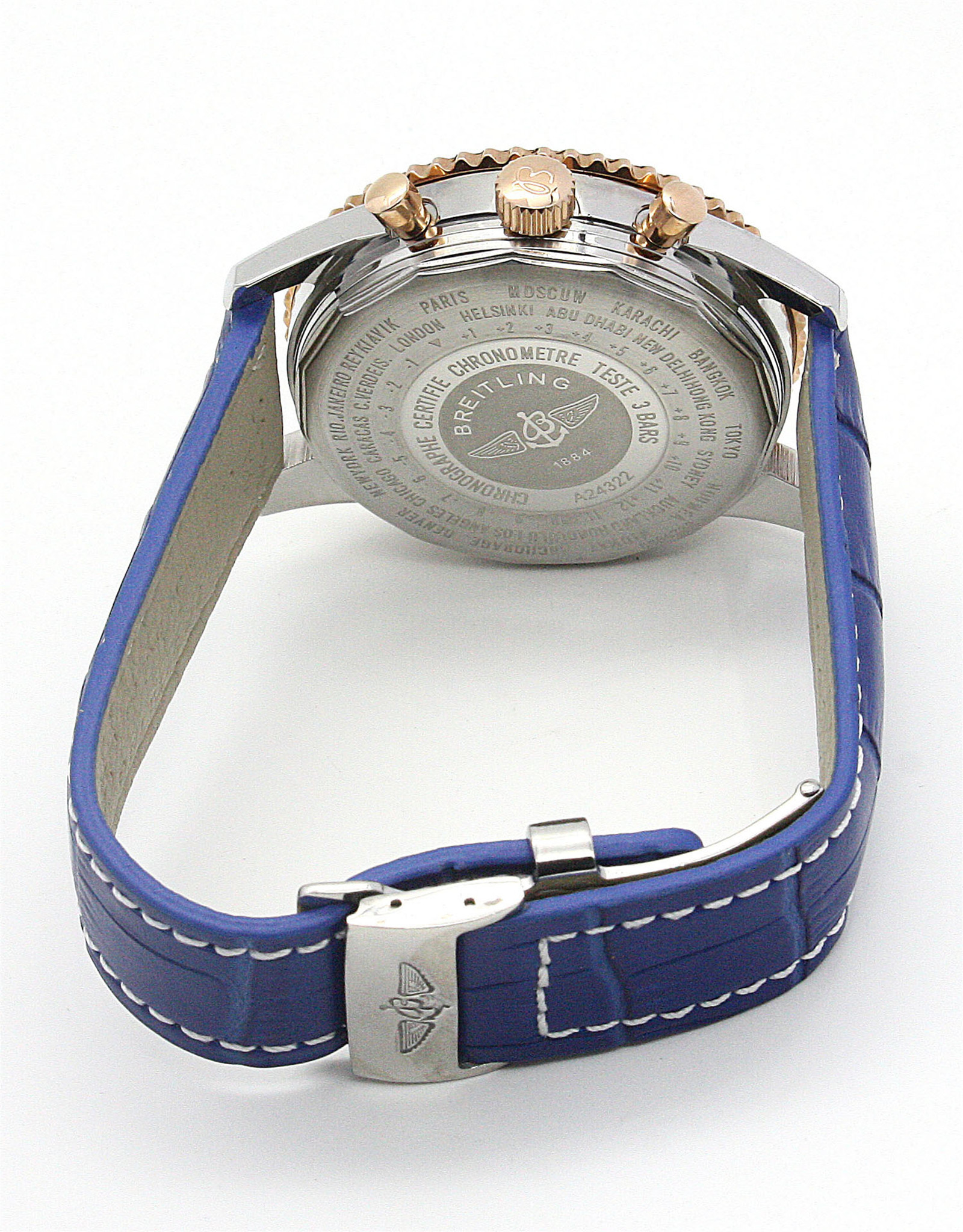 Navitimer World Blue Dial Leather Strap A24322