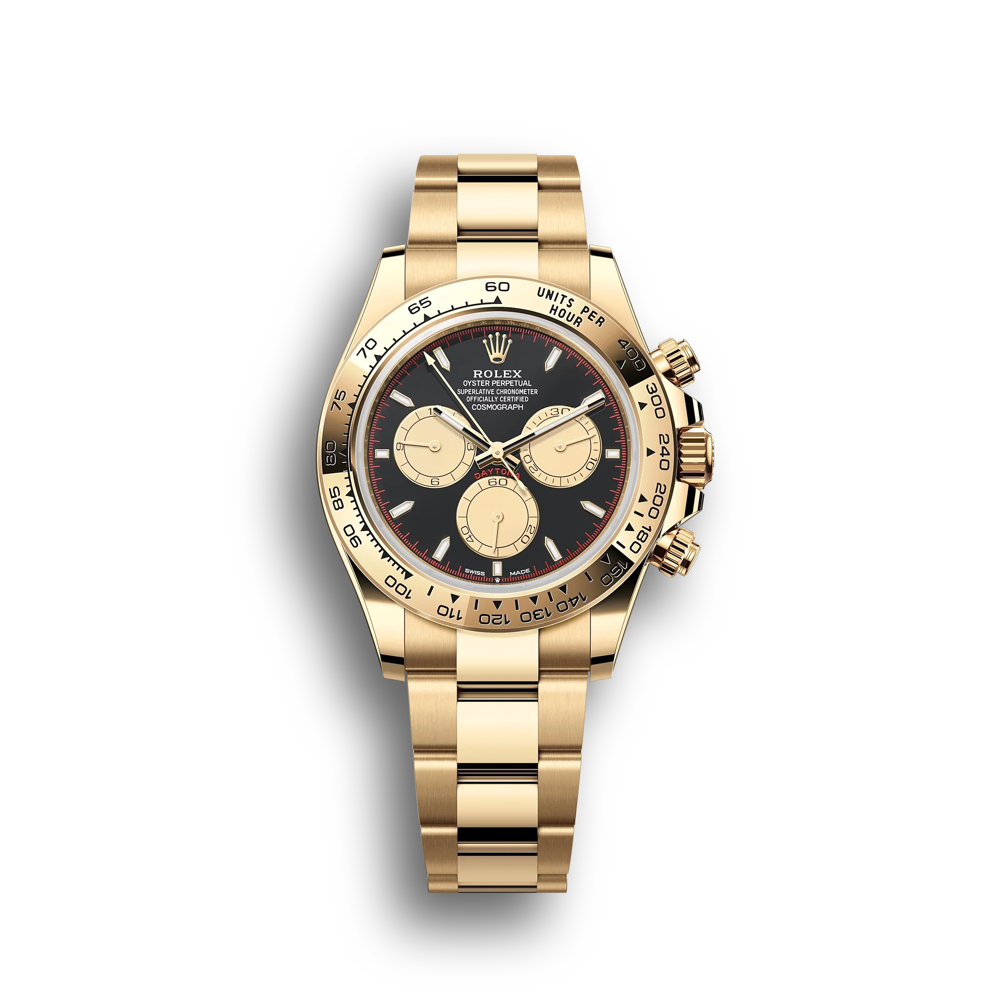 Daytona Cosmograph: Oyster, Yellow gold, Black and champagne-colour dial, m126508-0002