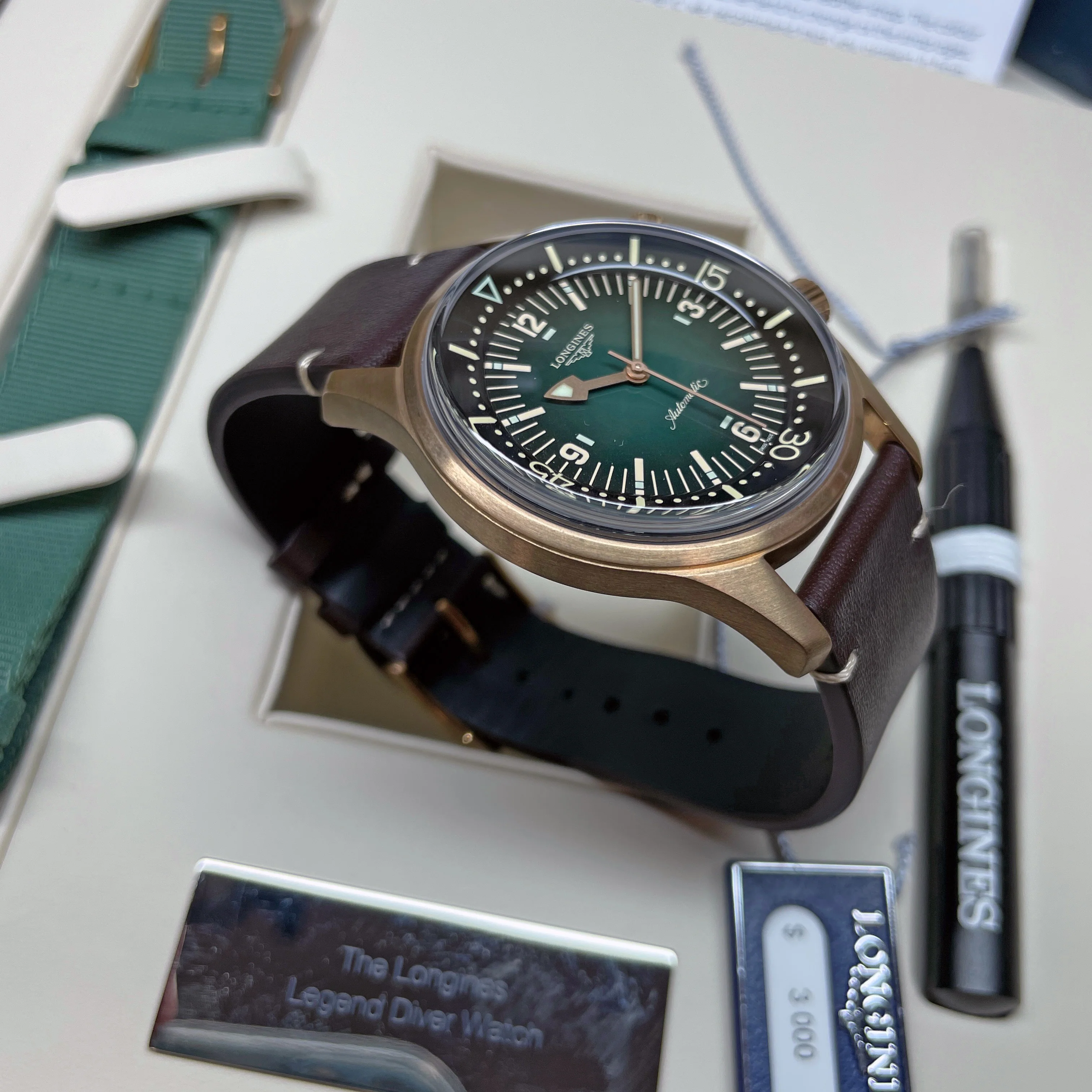 Legend Diver 42MM Automatic Green Bronze Case Nato Watch L37741502