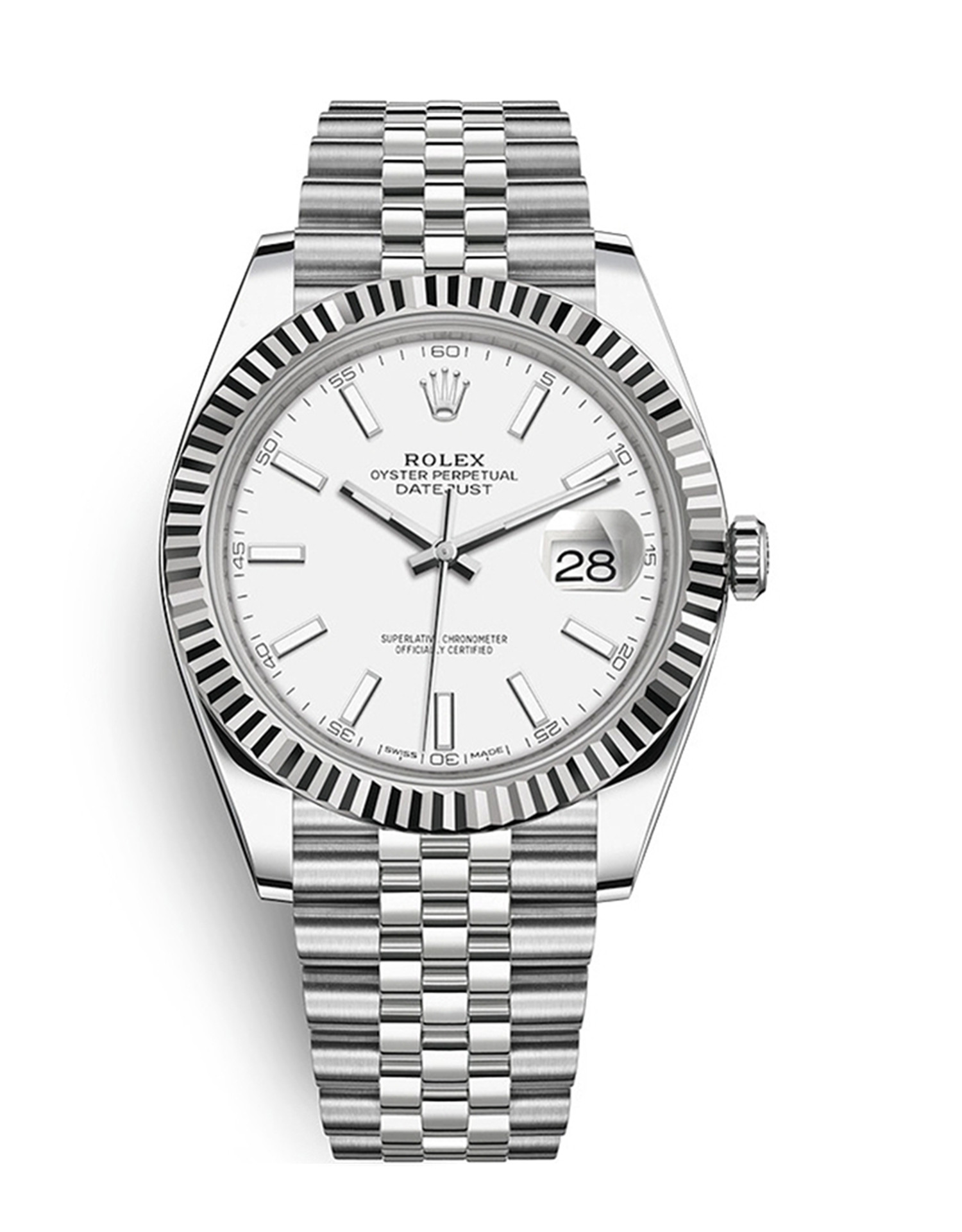 2022 Datejust 41mm Fluted Bezel 126334 Mint White Dial Oyster Bracelet Stainless Steel