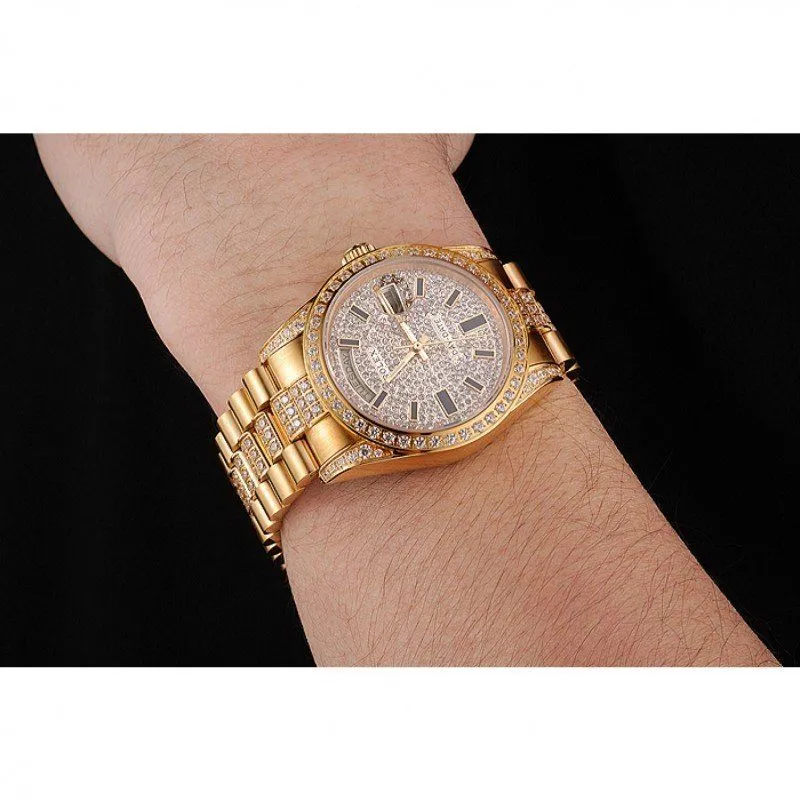 Swiss Day-Date Yellow Gold Diamond Pave