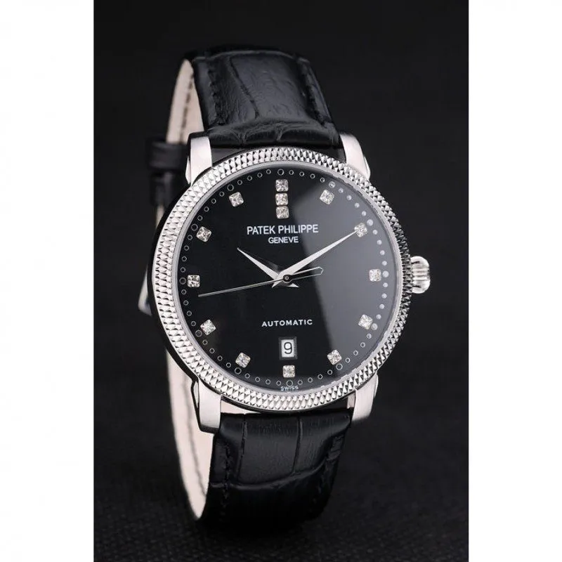 Calatrava Dial Black 39 mm, Stainless Steel