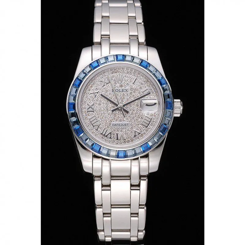 Datejust Diamond Dial Blue Jewels Bezel Stainless Steel Case And Bracelet 622834