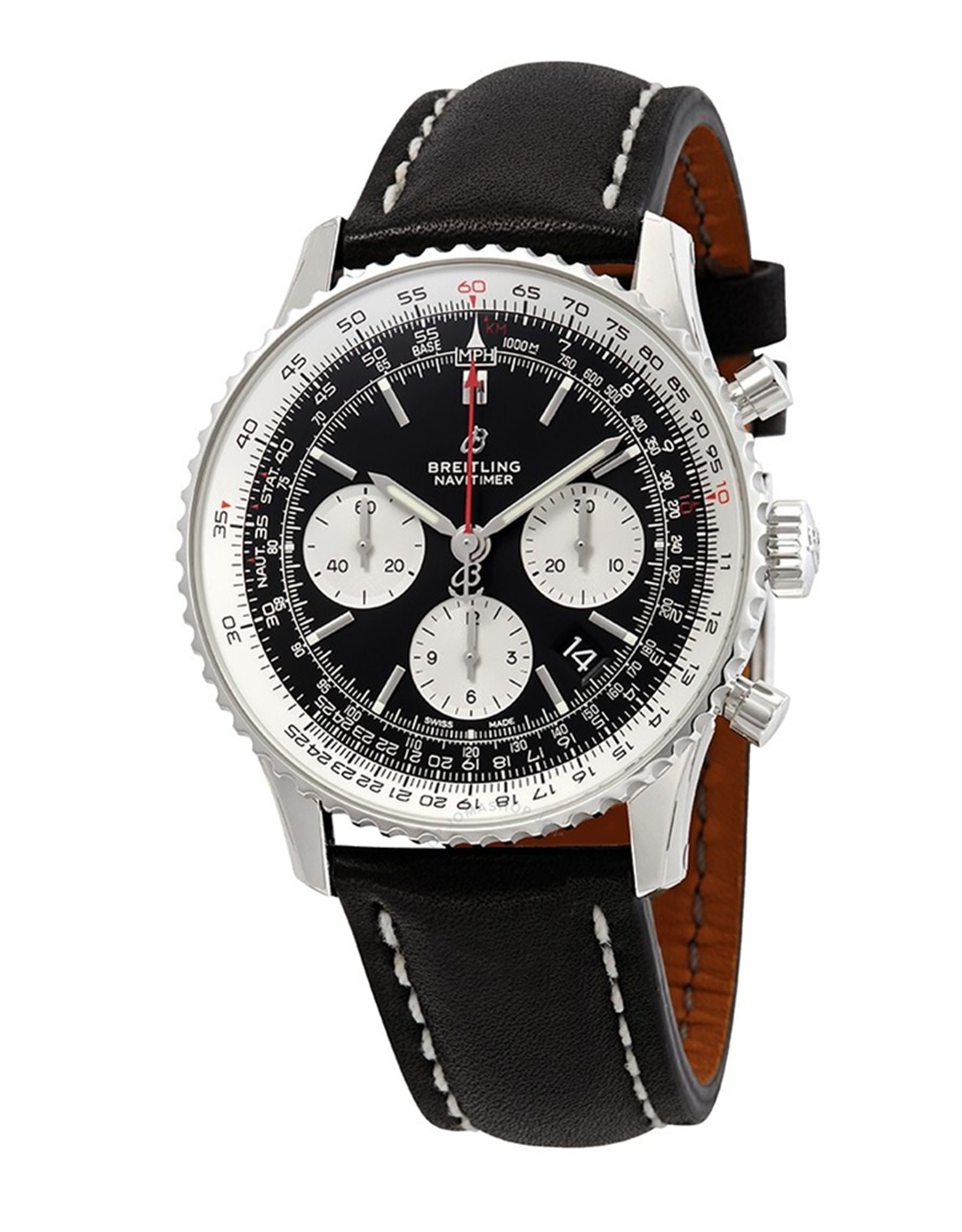 Navitimer Black Dial Leather Strap AB0121211B1X1