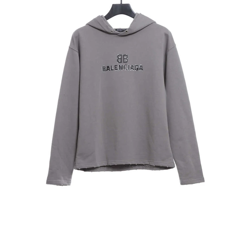 Double B mosaic made torn hoodie