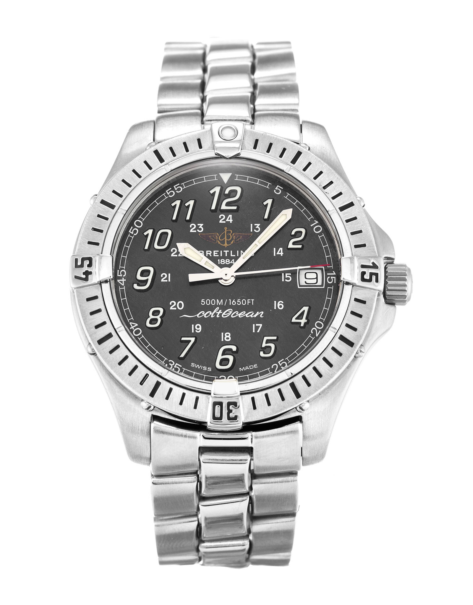 Colt Quartz Black Dial Number Markers A64350