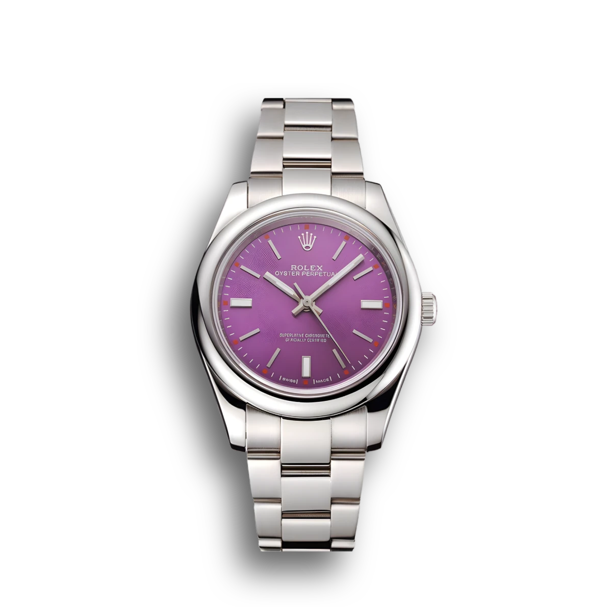 Oyster Perpetual Red Grape Dial Stainless Steel Case And Bracelet