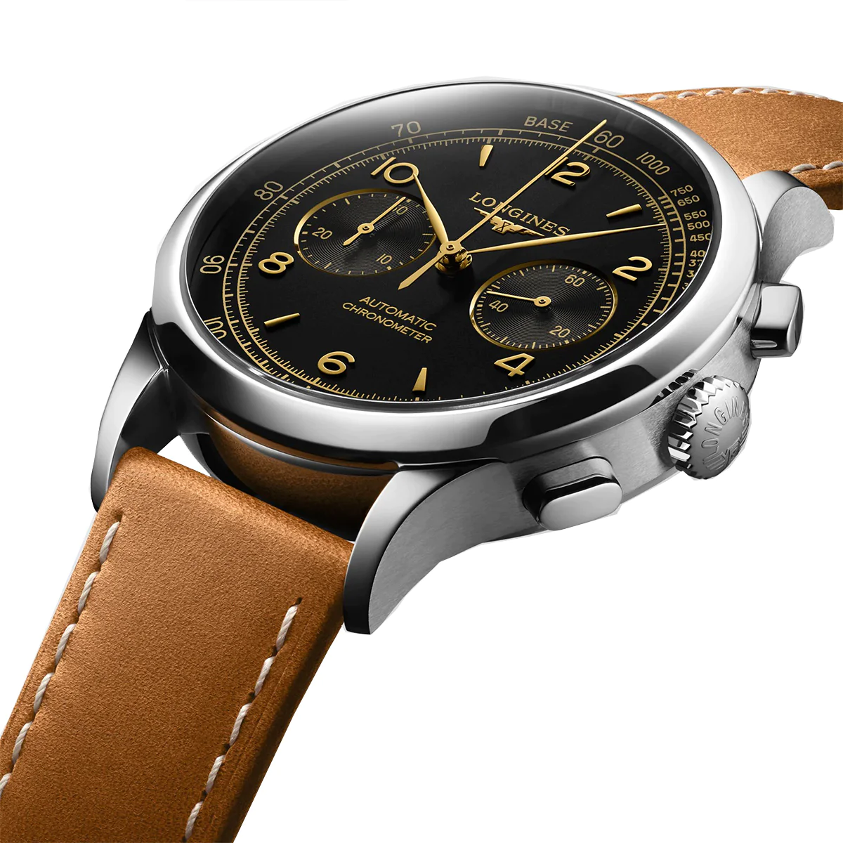 Record 40MM Automatic Black Matte Dial Gold Accents Dial Calf Leather Watch L29214562
