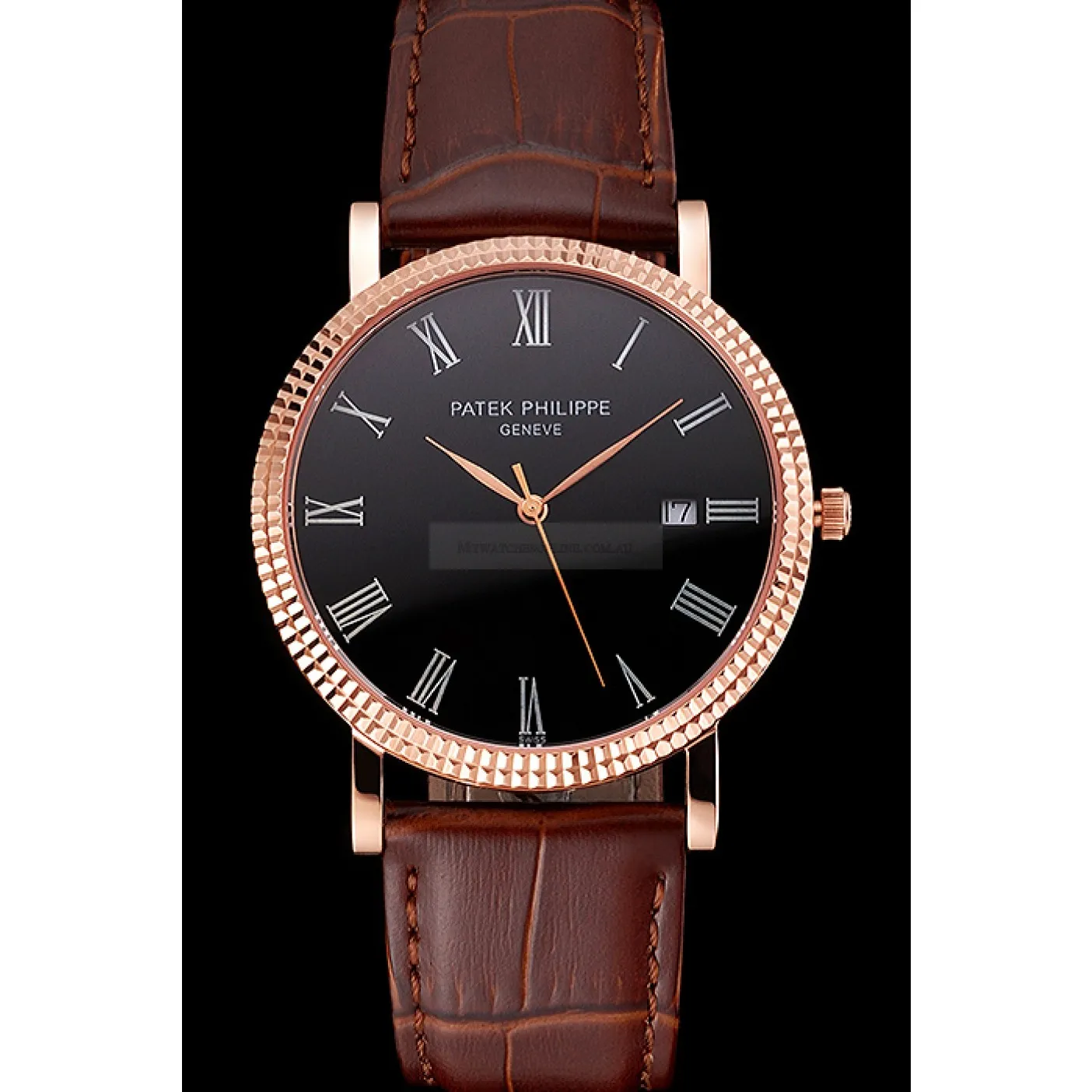 Calatrava Black Dial Roman 40 mm, Rose Gold Plated