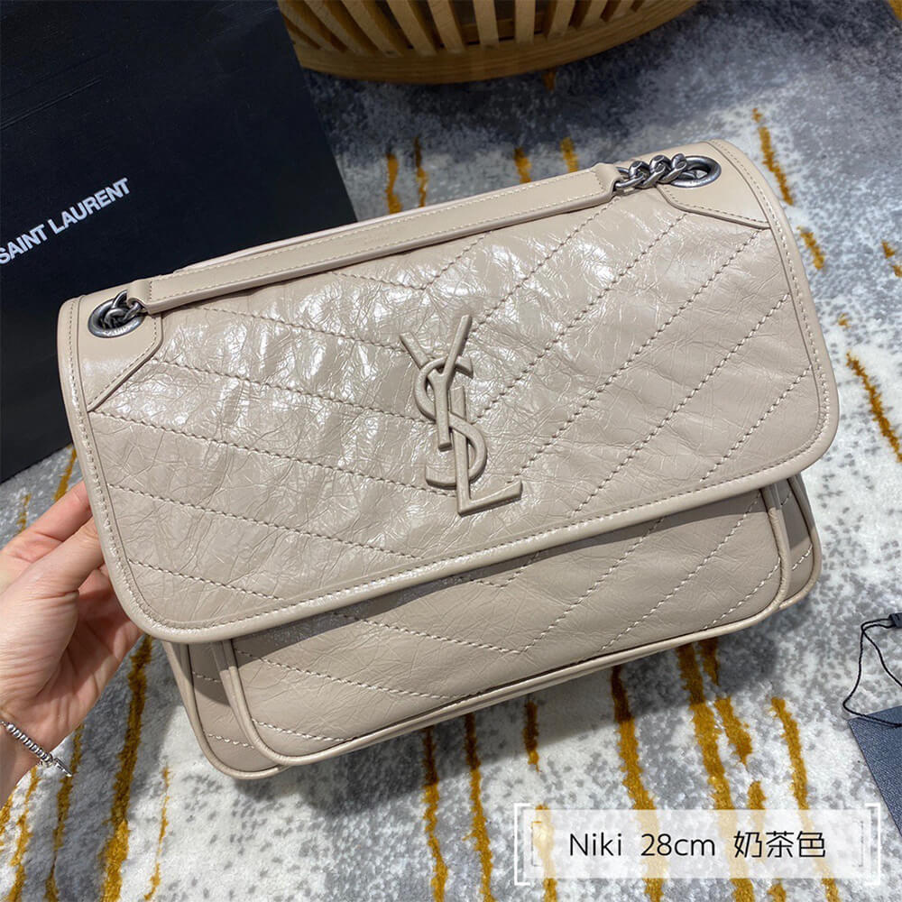YSL SAINT LAURENT NIKI MEDIUM IN CRINKLED VINTAGE LEATHER