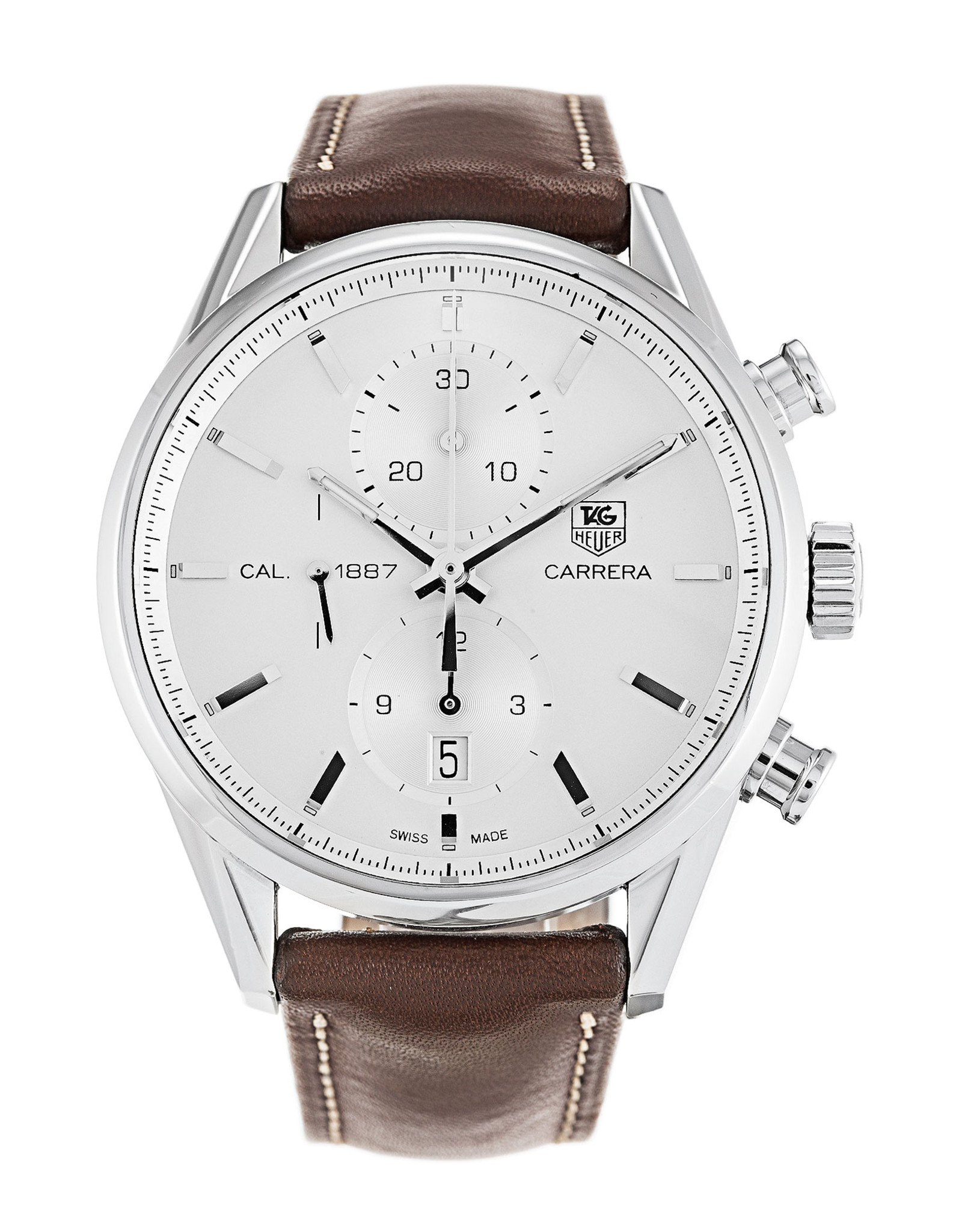 Carrera CAR2111.FC6291 White Dial Leather Strap 41MM