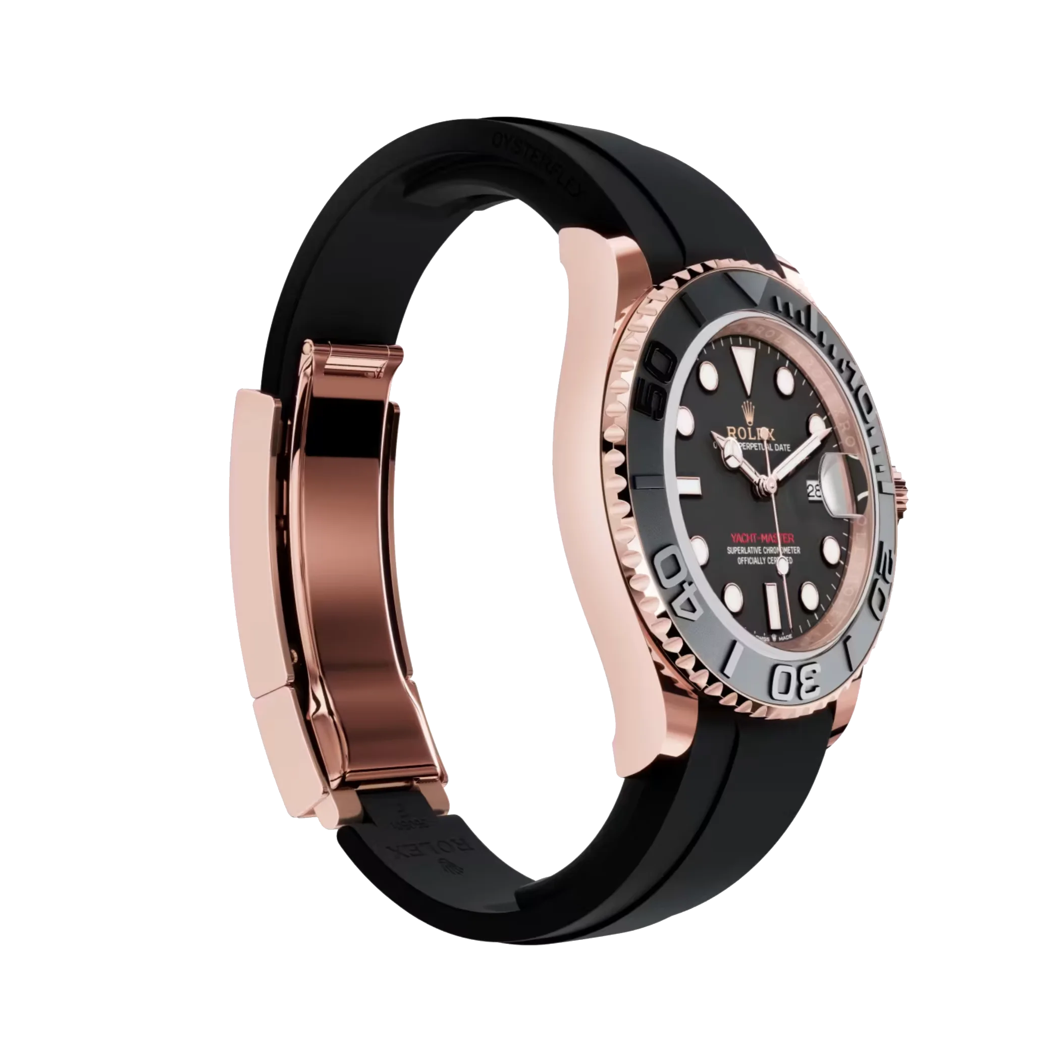 Yacht-Master: Everose gold, Intense black dial, Oyster bracelet, m126655-0002
